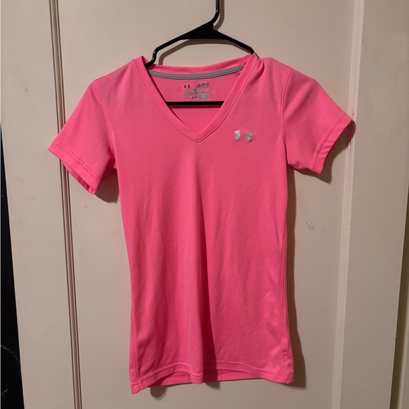 Under Armour Tops - Under Armour Bright Pink V-Neck Tee